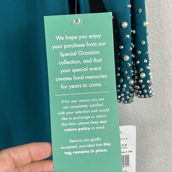 MSK Womens Long Sleeve Dress with Embellished Sleeves Size Large Emerald Grn NWT - Picture 5 of 10